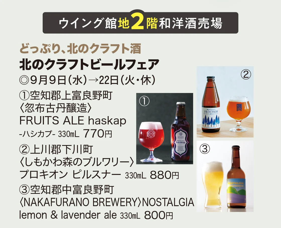 ウイング館地2階和洋酒売場 北のクラフトビールフェア